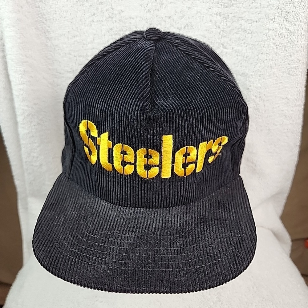 VTG Pittsburgh Steelers NFL Football Black Corduroy Snapback Hat Starline Cap